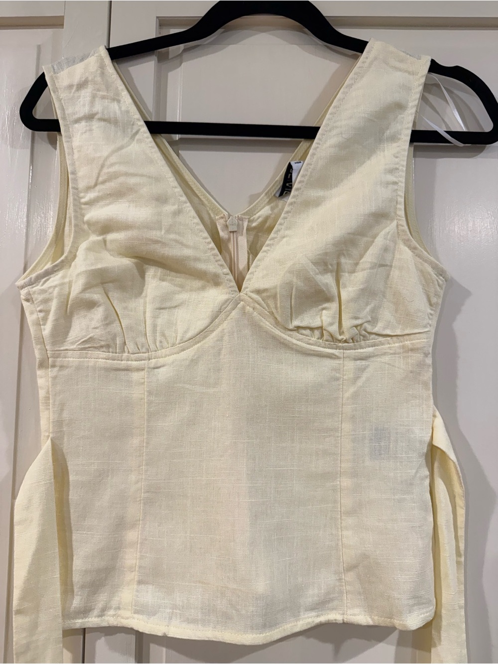 H&M Cream V-Neck Tie-Back Bustier Top
